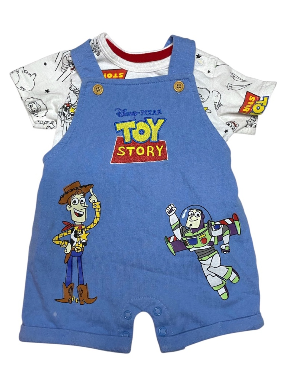 Disney Baby Boy Pixar Toy Story Overall Outfit newborn 0-3 months woody forky